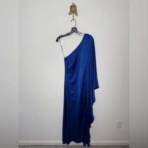 Anthropologie BHLDN Tiana One-Shoulder Satin Kaftan Maxi Dress S
